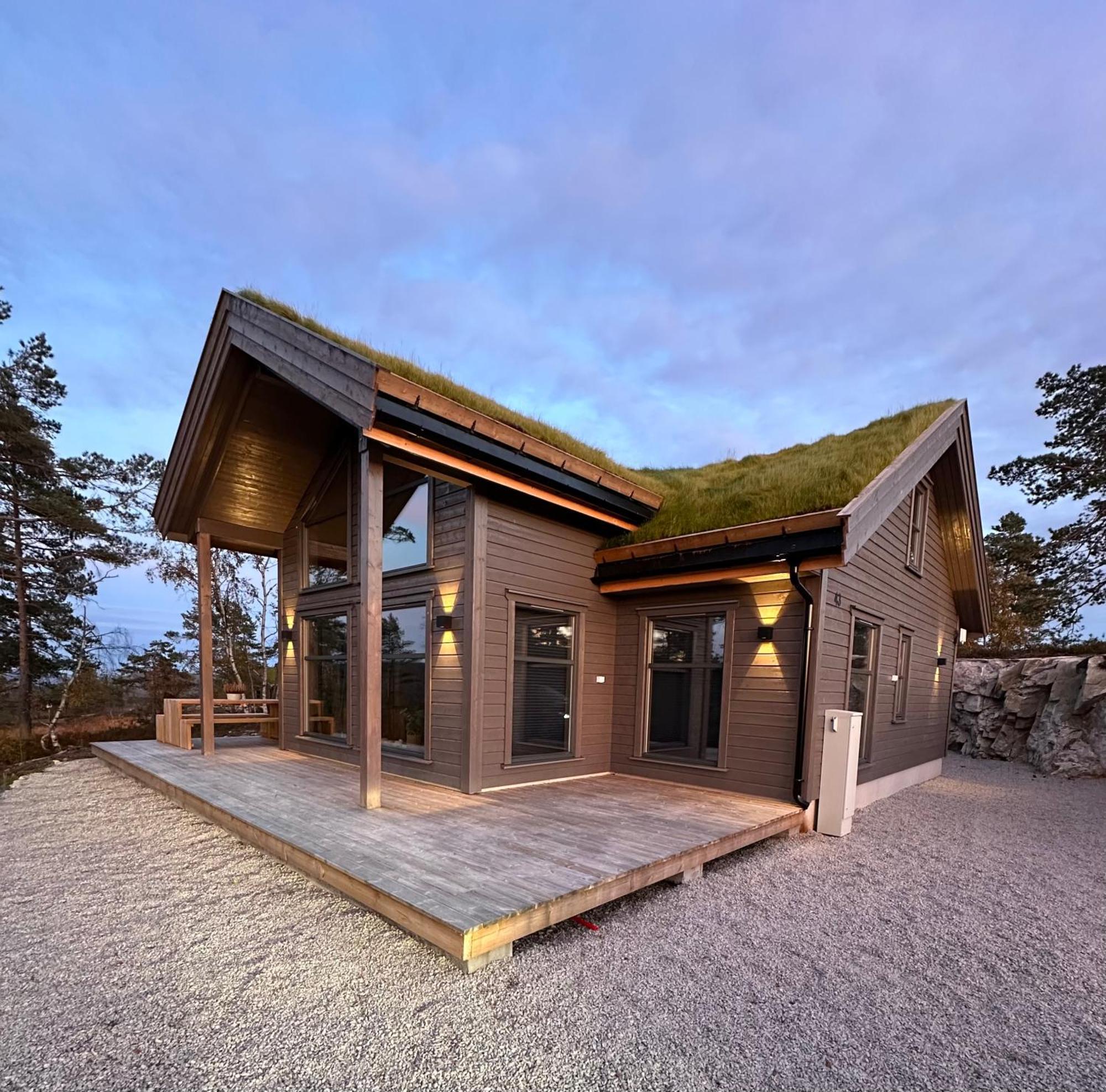 Modern Northern Lights Cabin Drangedal Экстерьер фото